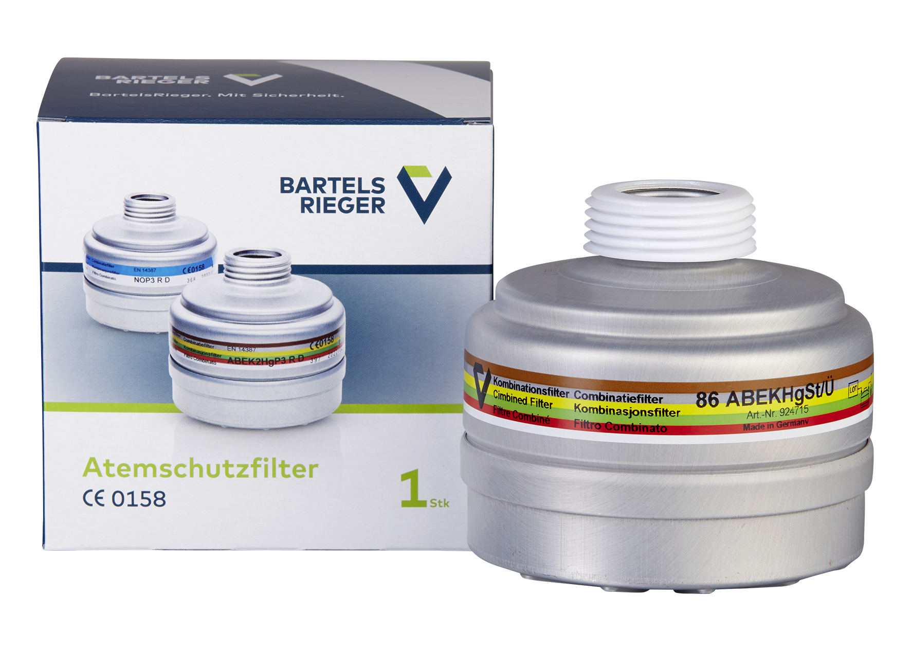 Positive pressure combination filter 86 ABEKHgSt with M45x3 (ClassA2B2E2K2Hg-P3 R D)