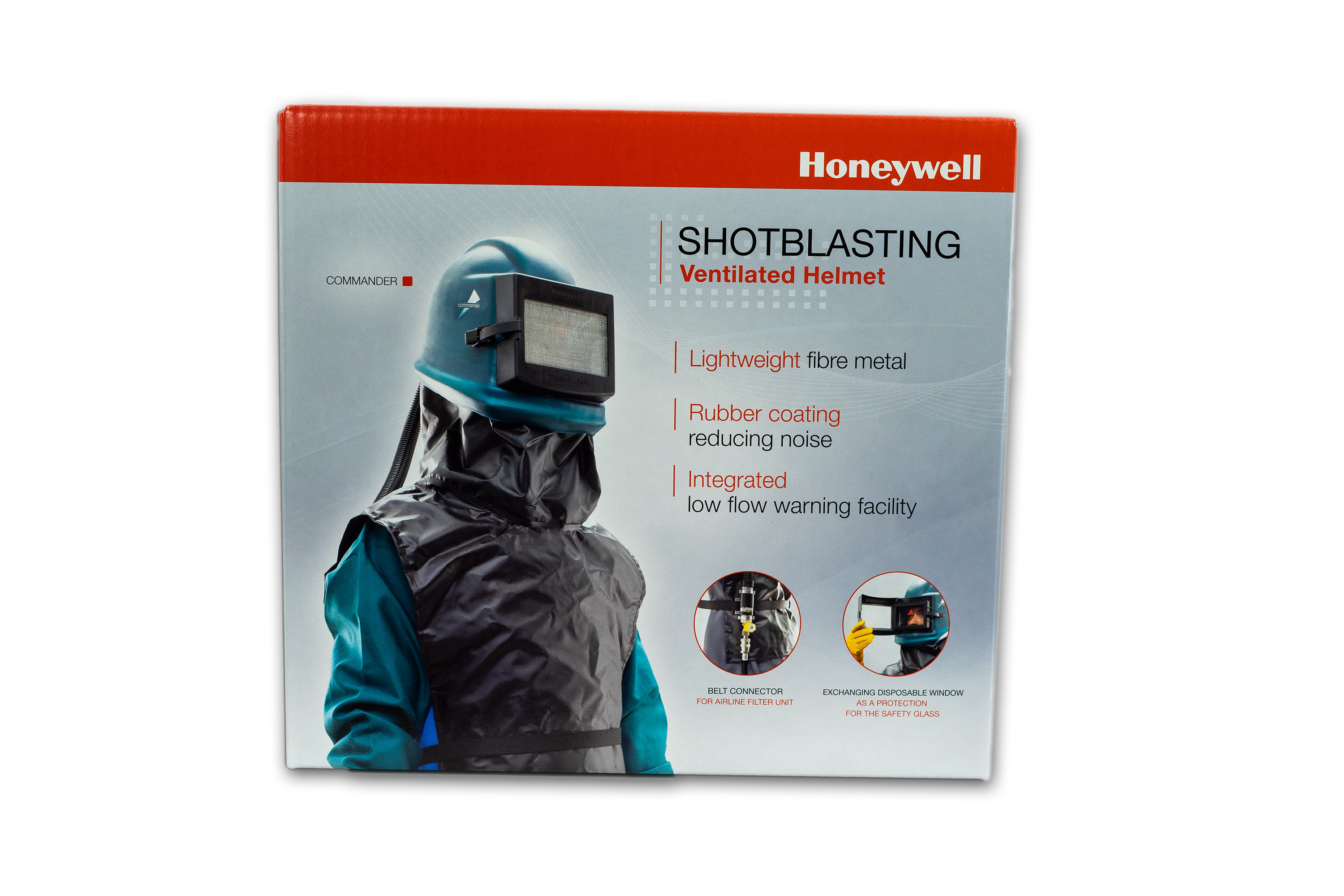 Abbildung Verpackung Strahlerschutzhelm Commander mit Lederschürze
