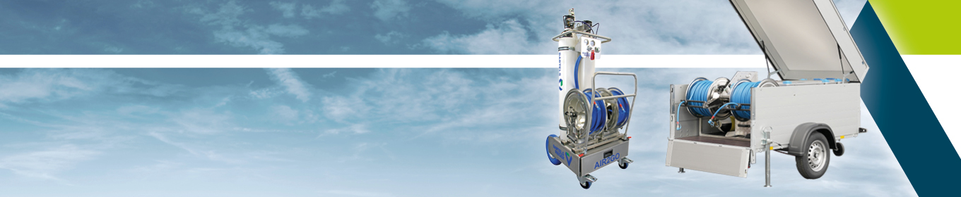 Headerbild für die Produktkategorie mobile Atemluftversorgung mit Abbildung von mehreren Produkten für die mobile Atemluftversorung