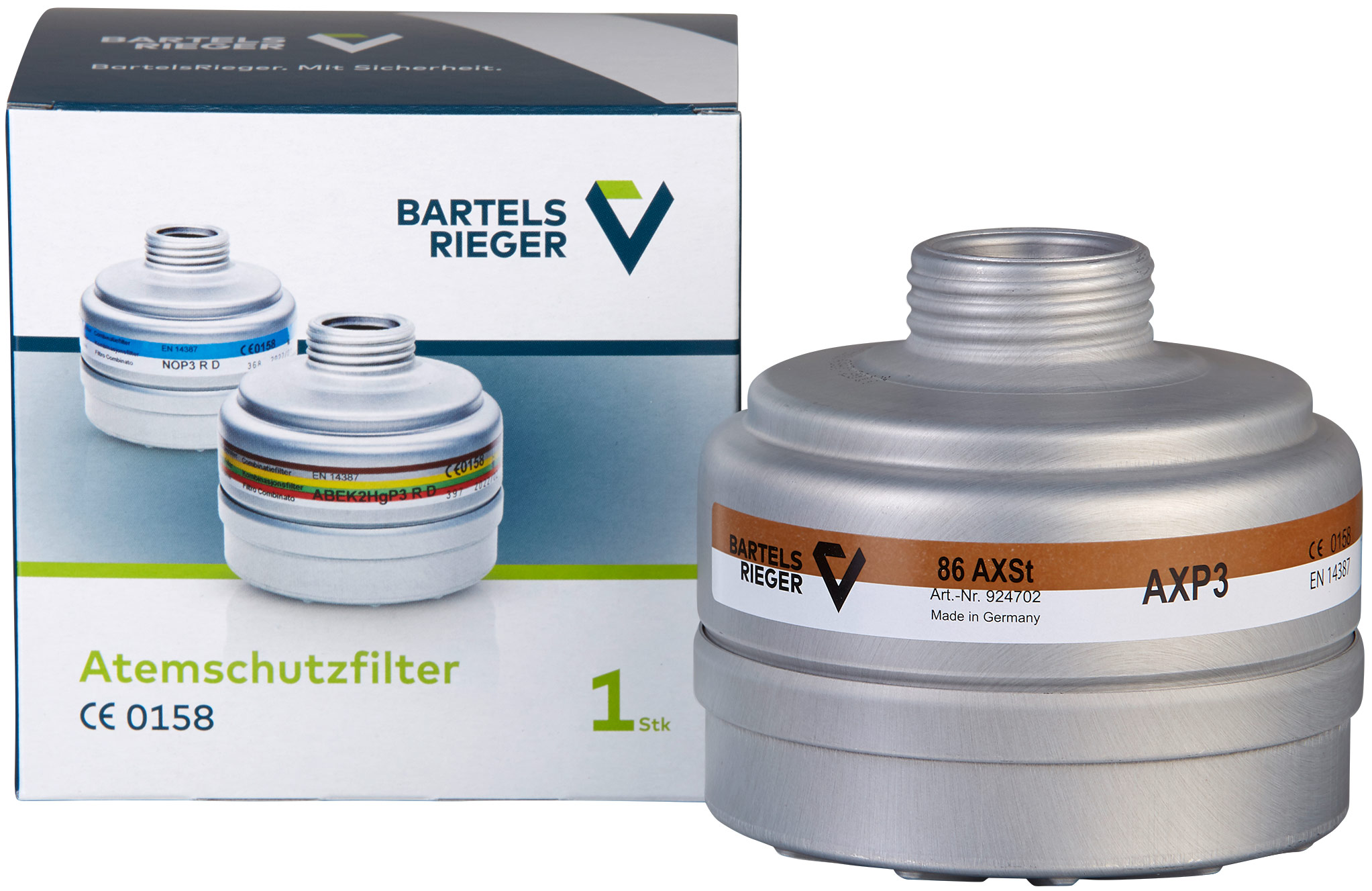 Kombinationsfilter 86 AXSt neben Verpackung