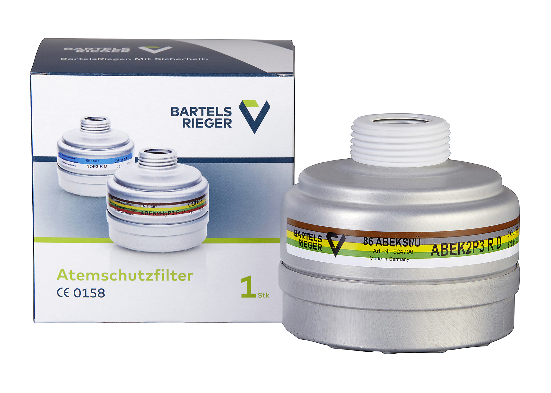 Überdruck-Kombinationsfilter 86 ABEKSt neben Verpackung