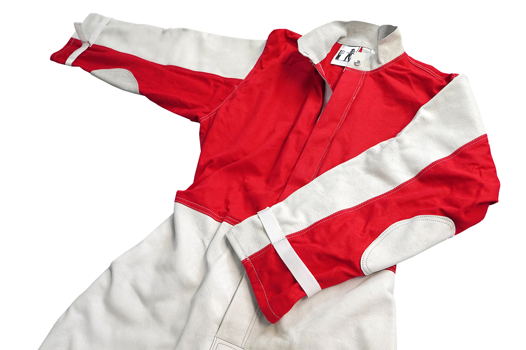 Strahlerschutzanzug mit Lederbesatz auf Bein und Ärmelvorderseiten