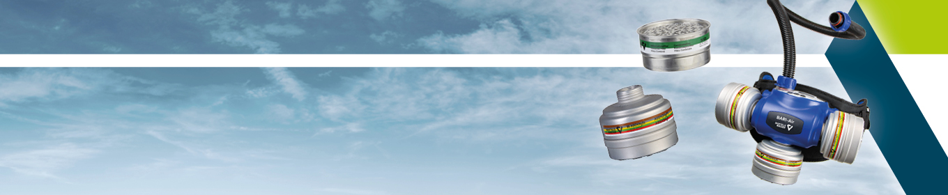 Headerbild für die Produktkategorie filtrierender Atemschutz mit Abbildung von mehreren Produkten für den filtrierenden Atemschutz