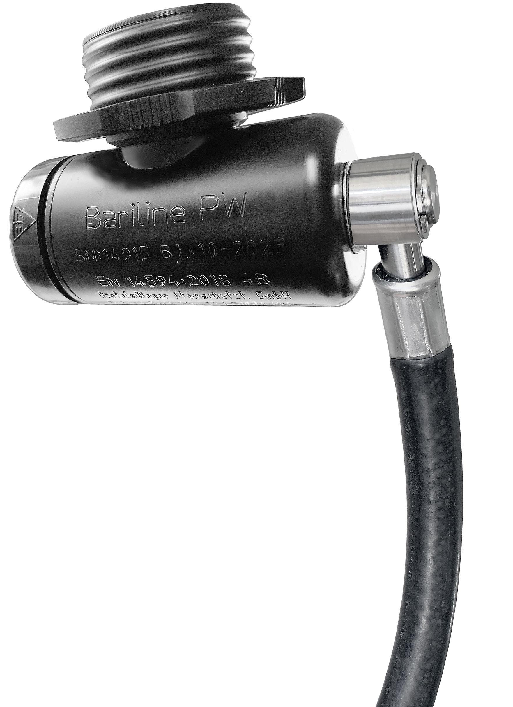 Druckluft-Schlauchgerät BariLine PW mit Detailaufnahme des Rundgewindes