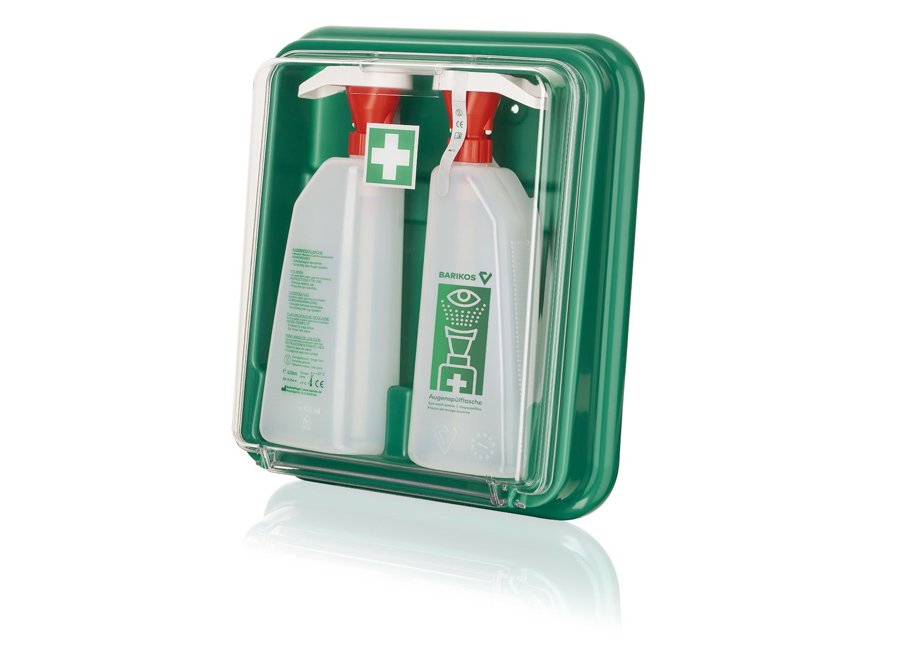BARIKOS set: Wall dispenser incl. 2 eye wash bottles 620 ml