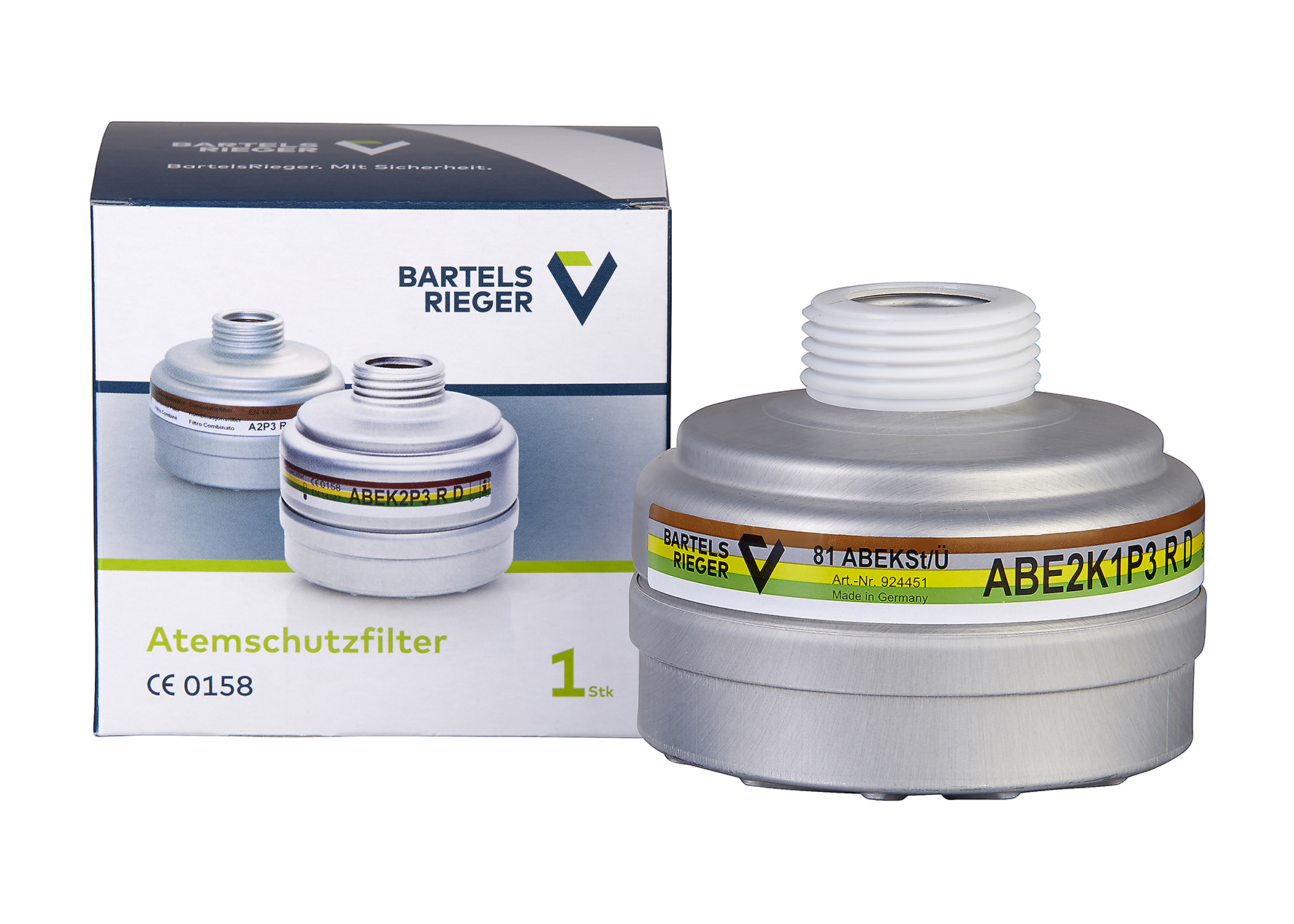 Überdruck-Kombinationsfilter 81 ABEKSt neben Verpackung