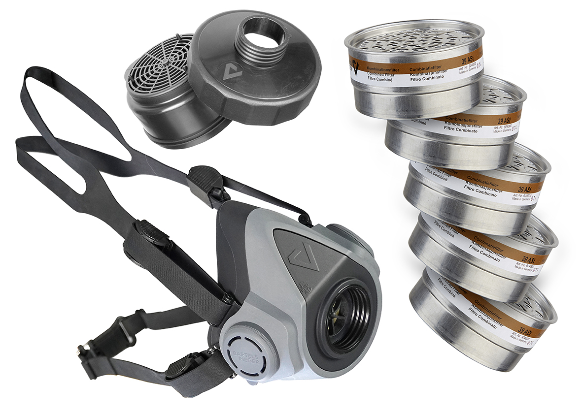 Atemschutz Starter Pack Halbmaske + 5 Steckfilter + Filteraufnahme