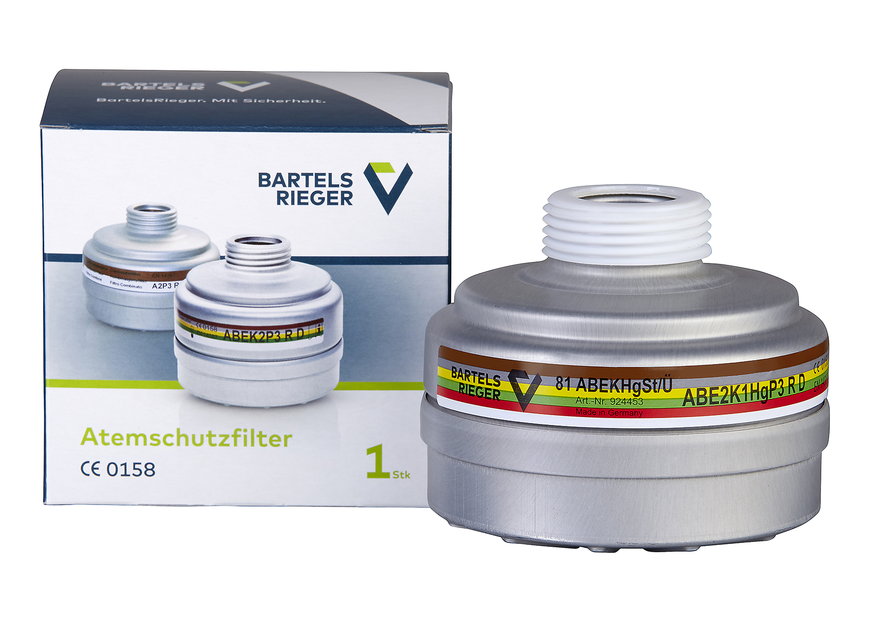 Überdruck-Kombinationsfilter 81 ABEKHgSt neben Verpackung